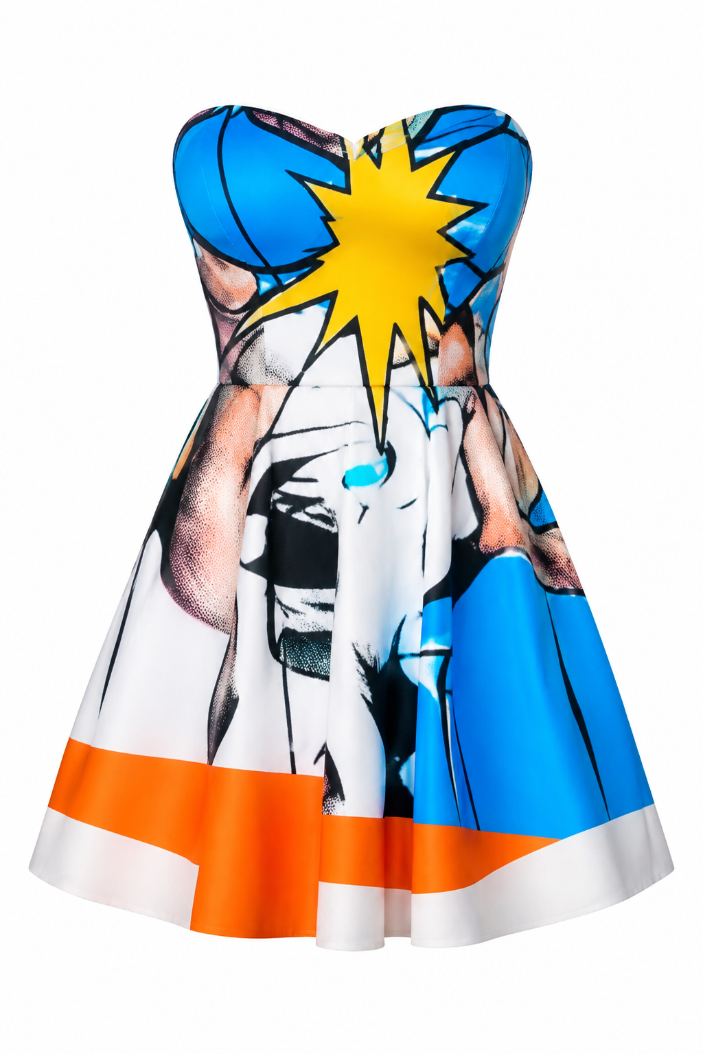 Pop-Art Comic Burst Strapless Dress