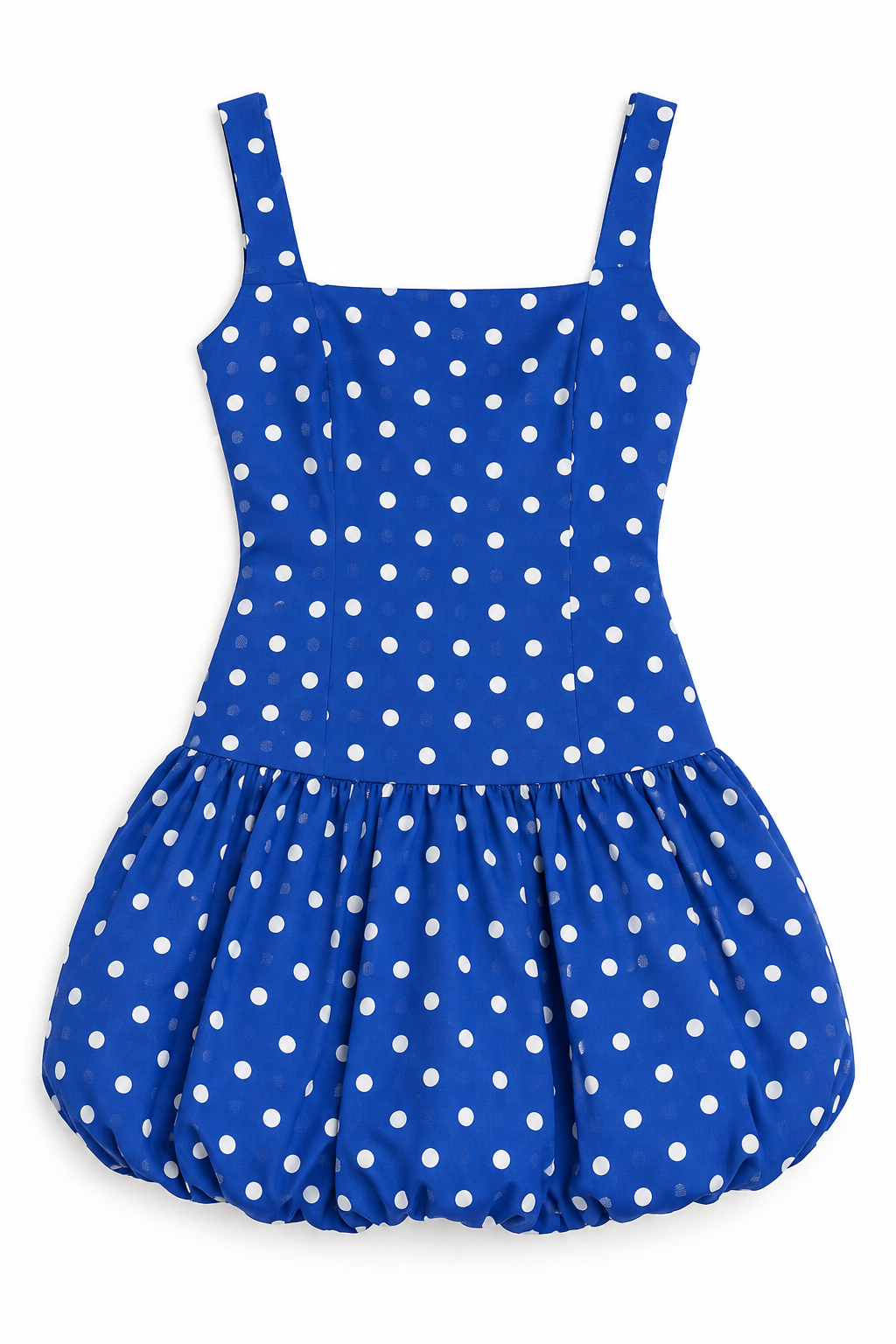 Cobalt Polka-Dot Drop-Waist Bubble Dress