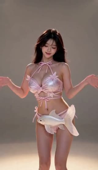 Pink Pearlescent Fish-Detail Bikini