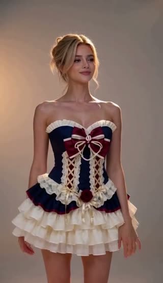 Navy & Ivory Lace-Up Lolita Dress