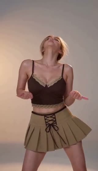 Brown Lace Cami & Khaki Skirt