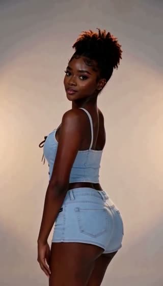 Light-Blue Denim Tie-Front Crop Top & Shorts