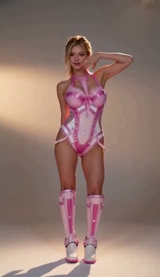 Pink & White Mecha Bodysuit Set