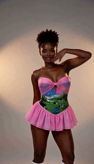 Cow-Print Tube Top & Tulle Skirt