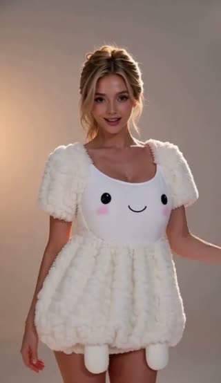White Lamb Dress Set