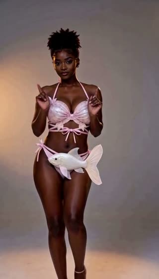 Pink Pearlescent Fish-Detail Bikini