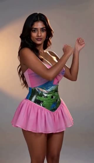 Cow-Print Tube Top & Tulle Skirt
