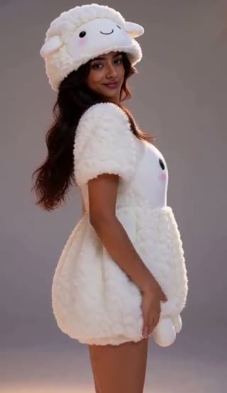 White Lamb Dress Set